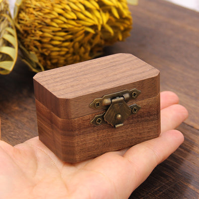 Square Shape Wood Ring Box | Walnut Wood