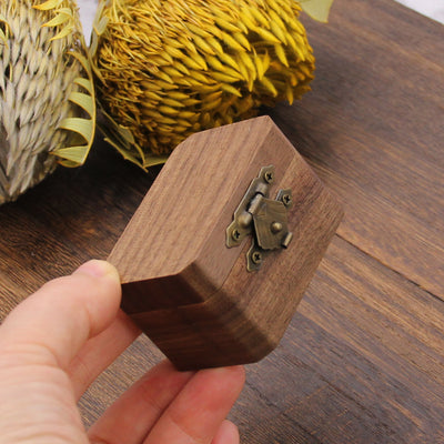 Square Shape Wood Ring Box | Walnut Wood