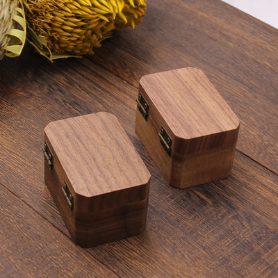 Square Shape Wood Ring Box | Walnut Wood