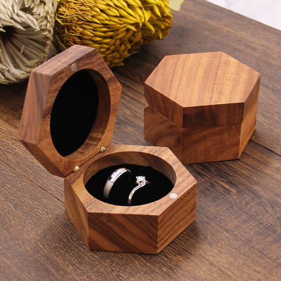 Hexagon Wood Ring Box | Koa Wood