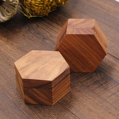 Hexagon Wood Ring Box | Koa Wood