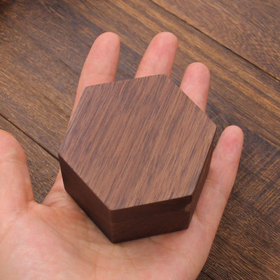 Hexagon Wood Ring Box | Walnut Wood