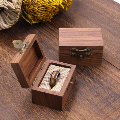 Square Shape Wood Ring Box | Walnut Wood