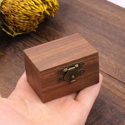 Square Shape Wood Ring Box | Walnut Wood