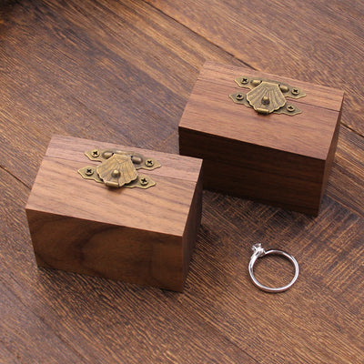 Square Shape Wood Ring Box | Walnut Wood