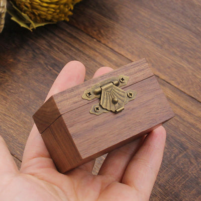 Square Shape Wood Ring Box | Walnut Wood