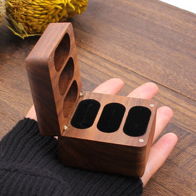 Square Shape Triple Wood Ring Box | Koa Wood