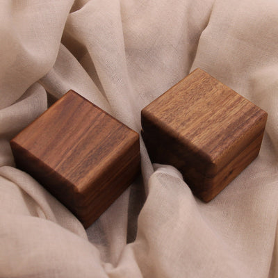 Square Shape Triple Wood Ring Box | Koa Wood