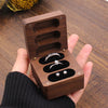 Square Shape Triple Wood Ring Box | Walnut Wood