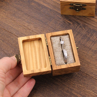 Square Shape Wood Ring Box | Olive Wood