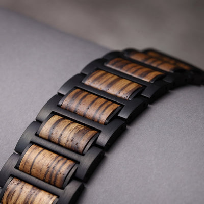 Nova Zebra Wood Apple Watch Band | Black