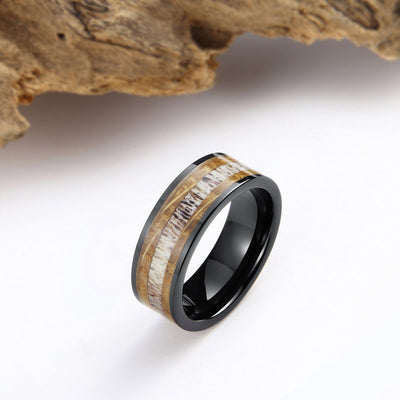 Ceramic Antler Wood Ring | Whisky Barrel