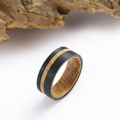 Tungsten Wood Ring | Whisky Barrel
