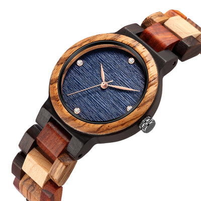 Mix Wood Women Wood Watch | Blue