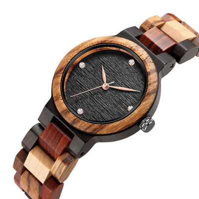 Mix Wood Women Wood Watch | Black