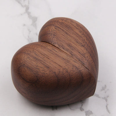 Heart Shape Wood Ring Box | Walnut Wood