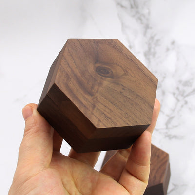 Hexagon Shape Wood Jewelry Box | Walnut Wood