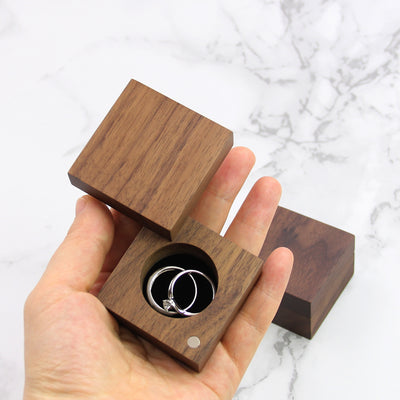 Square Shape Wood Ring Box | Walnut Wood