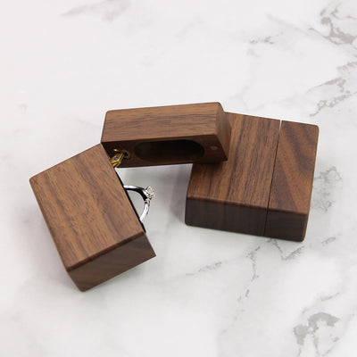 Lighter Shape Wood Ring Box | Walnut Wood