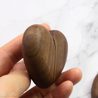 Heart Shape Wood Ring Box | Walnut Wood