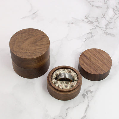 Round Wood Ring Box | Walnut Wood