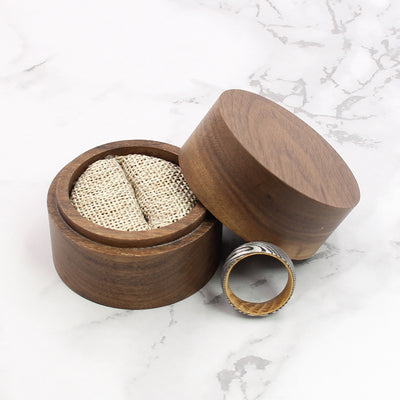 Round Wood Ring Box | Walnut Wood