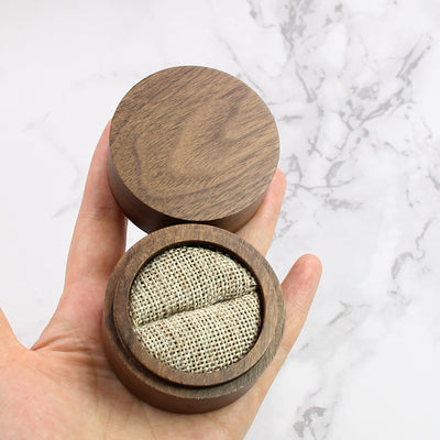 Round Wood Ring Box | Walnut Wood