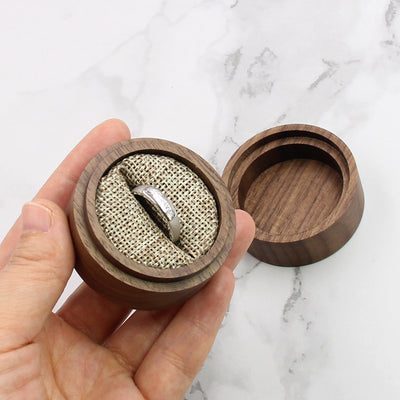 Round Wood Ring Box | Walnut Wood