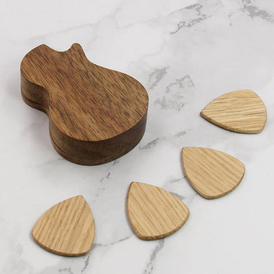 Wood Guitar Picks With Box | Guitar Shape