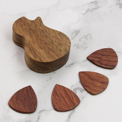 Wood Guitar Picks With Box | Guitar Shape