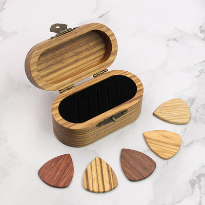 Wood Guitar Picks With Box | Oval Shape