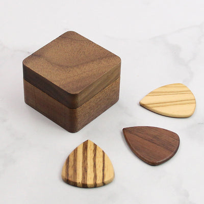 Wood Guitar Picks With Box | Square Shape