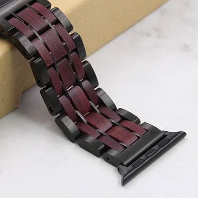 Dusk Purpleheart Wood Apple Watch Band | Black