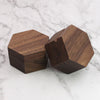 Hexagon Wood Doubel Ring Box | Walnut Wood