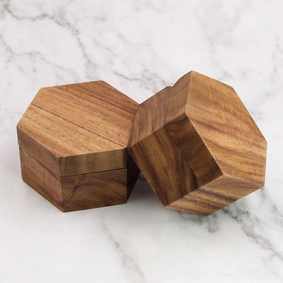 Hexagon Wood Ring Box | Koa Wood