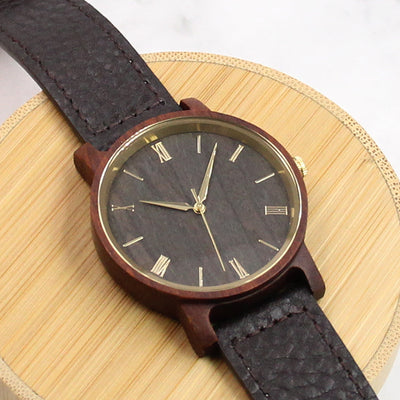 Starlight Wood Watch | Red Sandalwood Leather