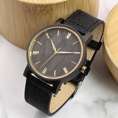 Starlight Wood Watch | Black Sandalwood Leather
