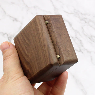 Square Shape Wood Ring Box | Walnut Wood