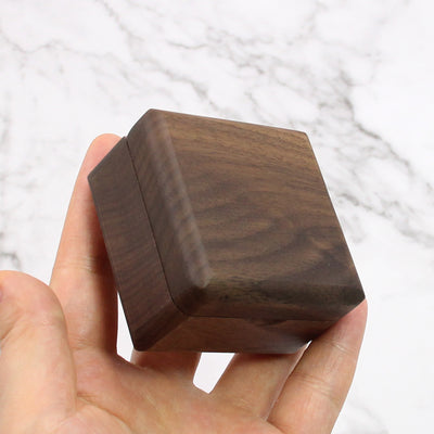 Square Shape Wood Ring Box | Walnut Wood