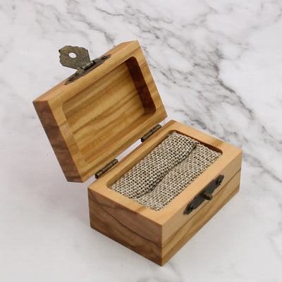 Square Shape Wood Ring Box | Olive Wood