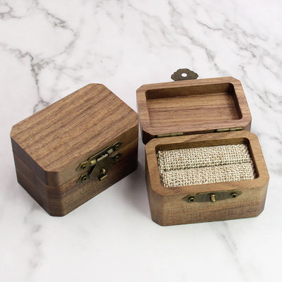 Square Shape Wood Ring Box | Walnut Wood