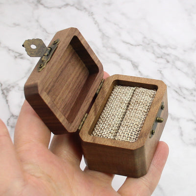 Square Shape Wood Ring Box | Walnut Wood