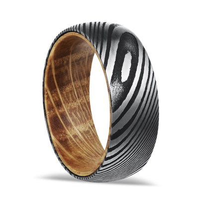 Twist Damascus Wood Ring | Whisky Barrel