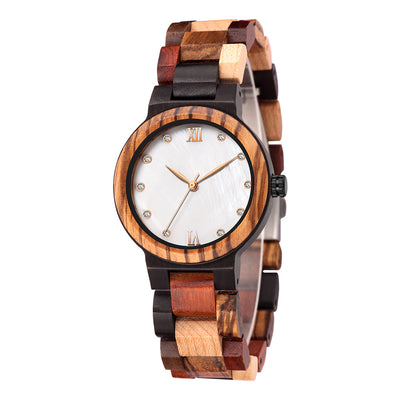 Mix Wood Women Wood Watch | White