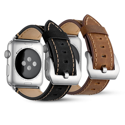 Classic Crazy Horse Leather Band for Apple Watch | Silver