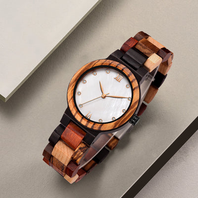 Mix Wood Women Wood Watch | White